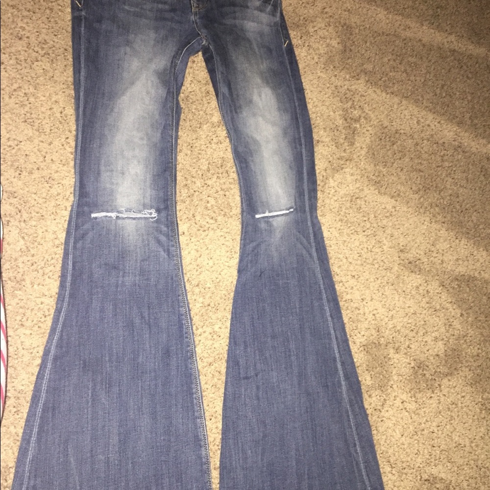 Express Bell flare rip knees jeans